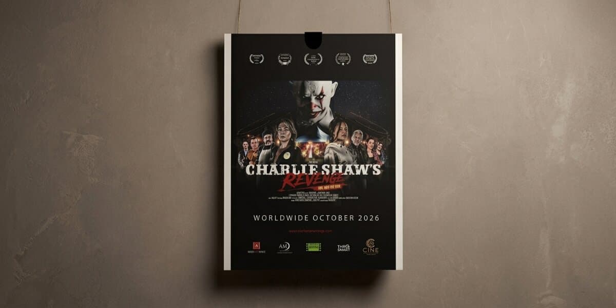 Charlie Shaw’s Revenge theatrical poster announcing worldwide October 2026 release.