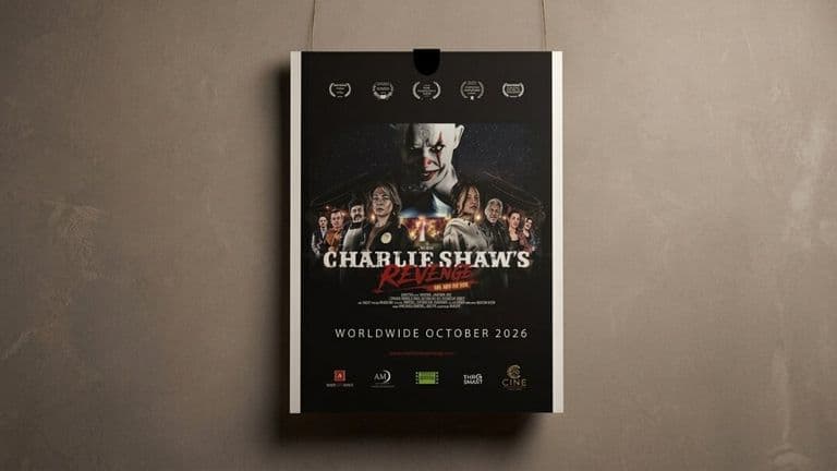 Charlie Shaw’s Revenge theatrical poster announcing worldwide October 2026 release.
