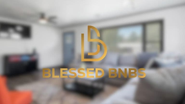 Blessed BNBS logo featuring a modern design, symbolizing innovation in the short-term rental industry by Jeff Thomas.