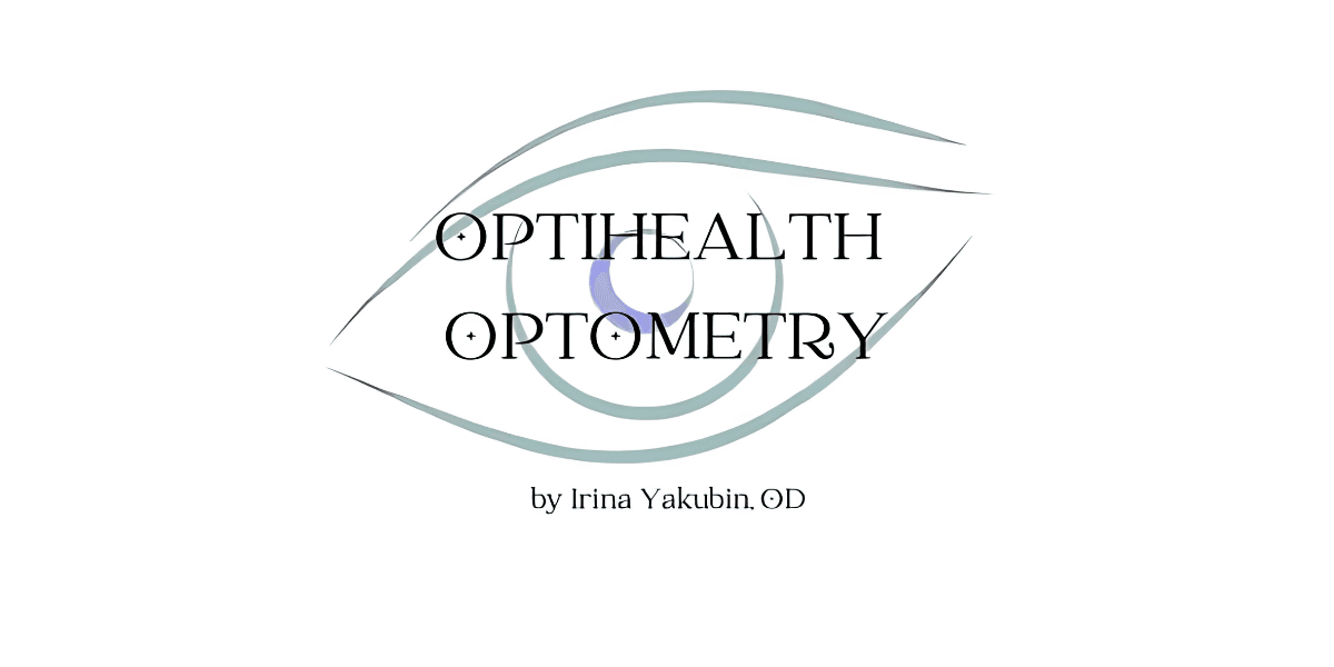 OptiHealth Optometry logo by Dr. Irina Yakubin, offering personalized, innovative eye care with a focus on education and empowerment.